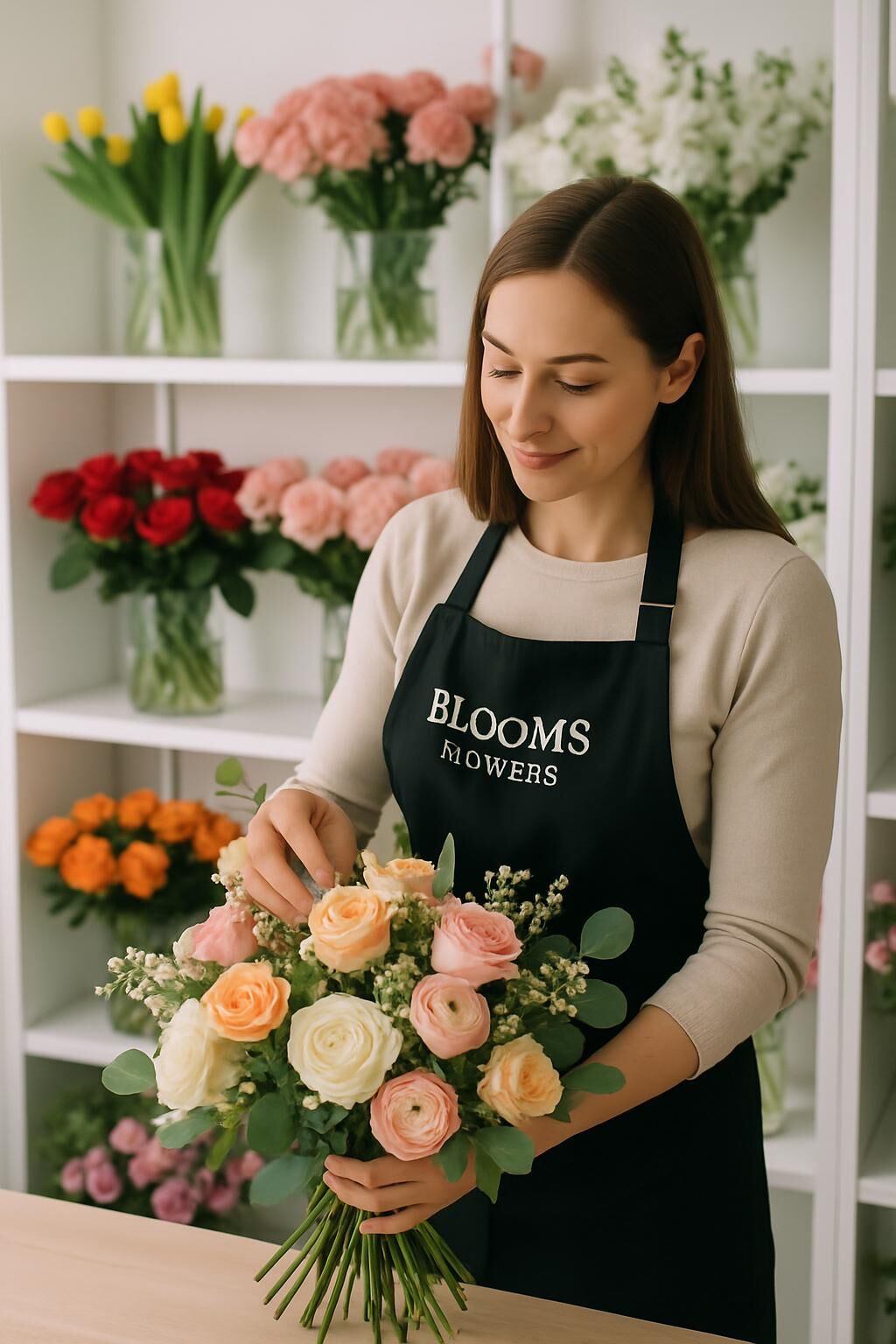 Boutique Blooms Flowers - Intérieur du magasin avec arrangements floraux
